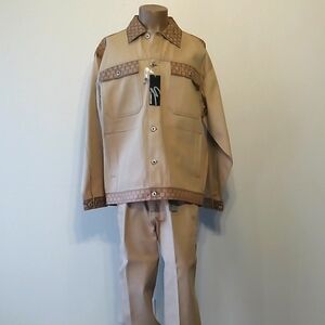 Classic & Stylish 2pc Khaki Men's set with Patterned Accents by GODBODY